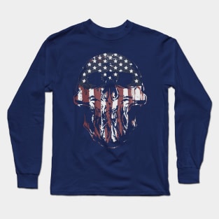 Painted American Flag Skull Long Sleeve T-Shirt